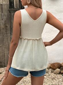SHEIN Maternidad Top tank con botón delantero tejido waffle - Beis - Ver 2