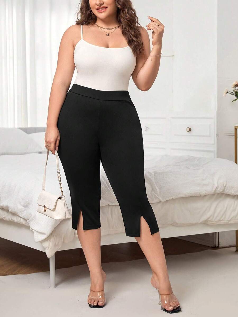 SHEIN Privé Pantalones capri bajo con abertura