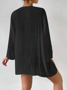 SHEIN Swim Áo che Nữ Trọn gói màu trơn - màu đen - Xem 2
