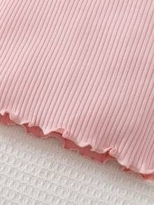 嬰兒3入組木耳邊條紋針織缺口領T恤 - 彩色 - 查看 5