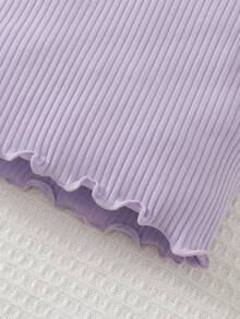 嬰兒3入組木耳邊條紋針織缺口領T恤 - 彩色 - 查看 6