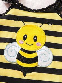 SHEIN Bebé Body disfraz de abeja & con estampado de rayas ribete con fruncido con banda cabeza - Multicolor - Ver 5