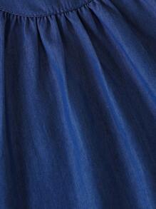 Baby Girl Geo Graphic Ruffle Trim Smock Dress - Navy Blue - View 6