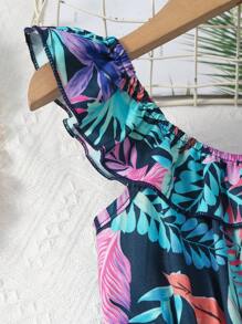 Jumpsuit bé gái Xù Nhiệt đới Tất cả trên in Boho - Nhiều màu - Xem 4