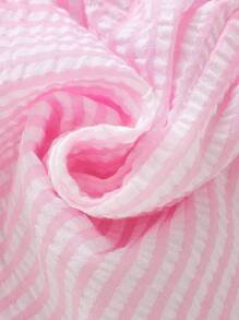 SHEIN 嬰兒嬰兒條紋前蝴蝶結吊帶連衣裙 - 粉色 - 查看 6