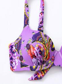 Floral Print Push Up Bikini Set For Summer Beach - Multicolor - View 5