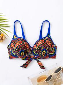 SHEIN Swim Áo Tops Bikini Nữ Buộc lại Hoa Tất cả trên in - Nhiều màu - Xem 3