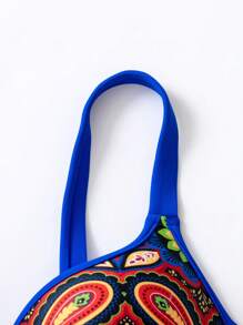 SHEIN Swim Áo Tops Bikini Nữ Buộc lại Hoa Tất cả trên in - Nhiều màu - Xem 4