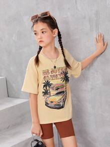 SHEIN Bộ hai mảnh Gái Ô tô/xe hơi Slogan Giải trí - Nhiều màu - Xem 4