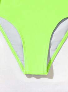 Neon Lime Cut Out Side Bikini Panty - Lime Green - View 6