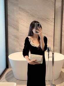 月夜星光女士包華麗、優雅、精美，安靜的豪華亮片，時尚、豪華、閃亮的小型門板信封包、華麗的褶皺細節、鏈子閃爍的晚間包、晚宴包、派對女孩、女人、新娘完美的派對、婚禮、舞會、晚宴/宴會 - 金色 - 查看 5