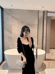 月夜星光女士包華麗、優雅、精美，安靜的豪華亮片，時尚、豪華、閃亮的小型門板信封包、華麗的褶皺細節、鏈子閃爍的晚間包、晚宴包、派對女孩、女人、新娘完美的派對、婚禮、舞會、晚宴/宴會 - 金色 - 查看 6