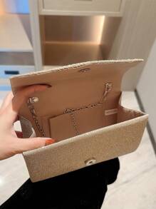 月夜星光女士包華麗、優雅、精美，安靜的豪華亮片，時尚、豪華、閃亮的小型門板信封包、華麗的褶皺細節、鏈子閃爍的晚間包、晚宴包、派對女孩、女人、新娘完美的派對、婚禮、舞會、晚宴/宴會 - 金色 - 查看 9