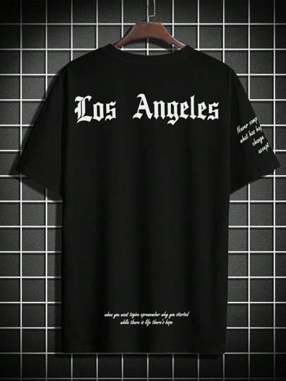 Manfinity Roughcore Camiseta masculina com slogan gráfico, estilo anos 2000