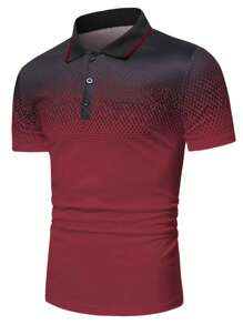 Manfinity Homme Men Plus Geo Print Contrast Trim Polo Shirt - Burgundy - View 4
