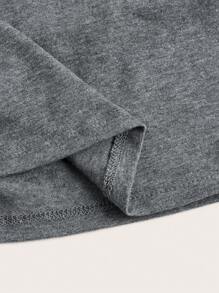 ROMWE PUNK 蕾絲拼接褶邊掛脖上衣 - 灰色 - 查看 4