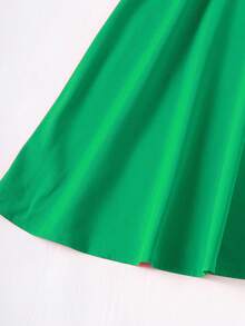 SHEIN 青少年女孩荷葉邊繫腰帶連衣裙 - 綠色 - 查看 4