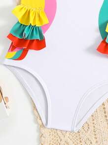 SHEIN Baby Girl Parrot Print Ruffle Trim One Piece Swimsuit - Multicolor - View 4