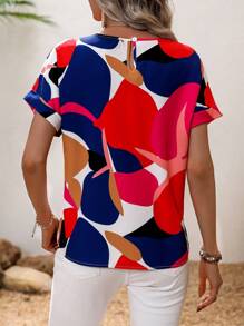 SHEIN Clasi Allover Print Batwing Sleeve Blouse - Multicolor - View 2