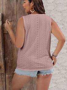 SHEIN LUNE 大碼拼接水溶蕾絲背心上衣 - 藕粉色 - 查看 2