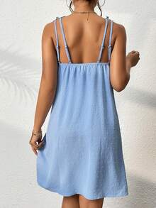 SHEIN VCAY 圓點貼花細節洋裝 - 淺藍色 - 查看 2