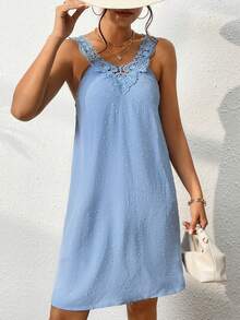 SHEIN VCAY 圓點貼花細節洋裝 - 淺藍色 - 查看 4