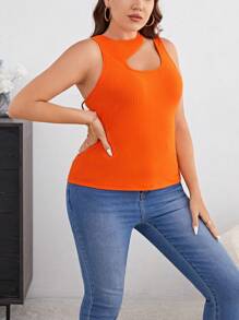 SHEIN Essnce Plus Cut Out Ribbed Knit Tank Top