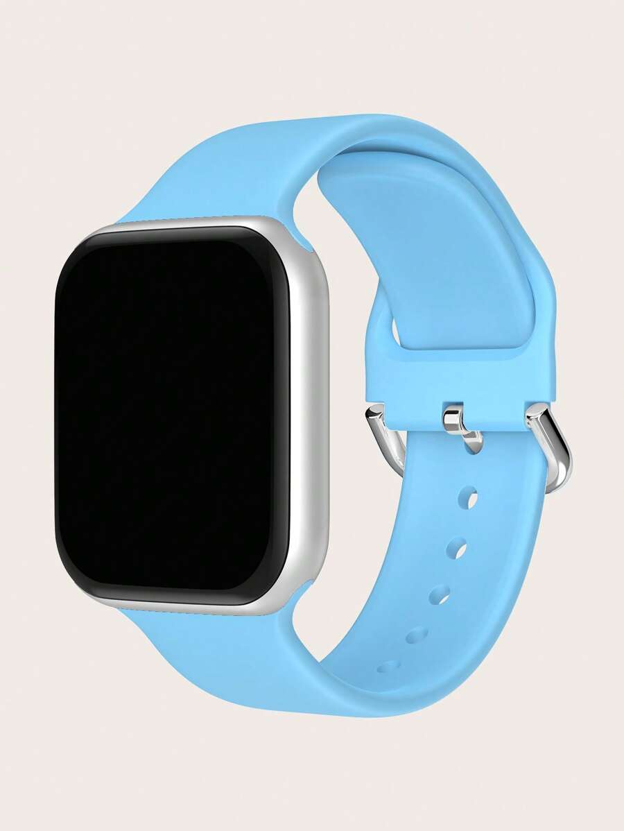 1 dây đeo đồng hồ silicon trơn tương thích với Apple Watch - Màu xanh nhạt - Xem 1