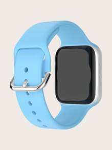 1 dây đeo đồng hồ silicon trơn tương thích với Apple Watch - Màu xanh nhạt - Xem 2
