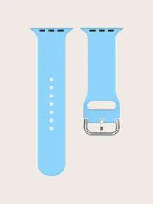1 dây đeo đồng hồ silicon trơn tương thích với Apple Watch - Màu xanh nhạt - Xem 3