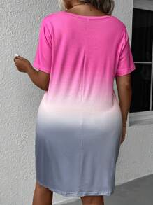 SHEIN LUNE Plus Size Ombre Twist Hem Tee Dress