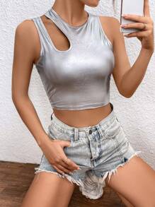 SHEIN Unity Sexy Metal Hollow Out Cropped Tank Top For Party