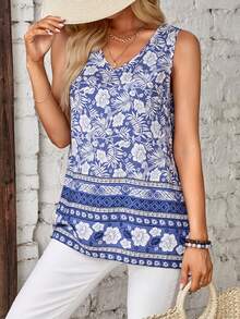 EMERY ROSE Floral Print Sleeveless Blouse - Multicolor - View 3