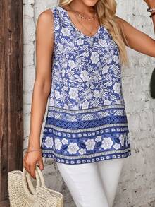 EMERY ROSE Floral Print Sleeveless Blouse - Multicolor - View 5