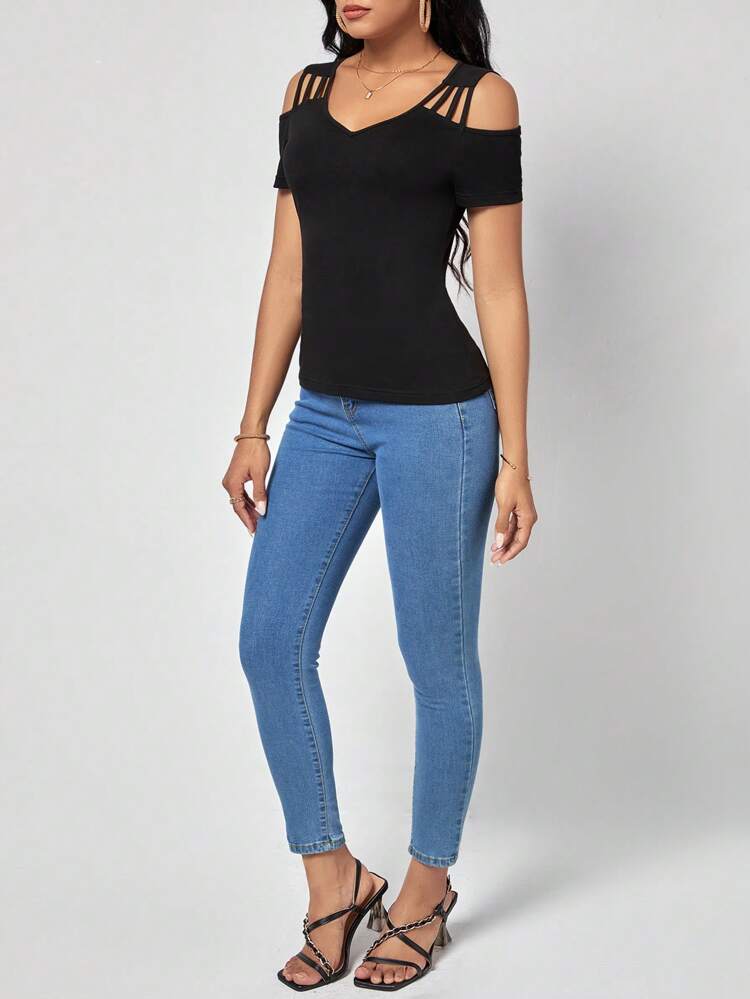 Solid Cold Shoulder Teesummer Outfits, Spring Outfit, Beach Outfit, Festival Outfits, Vacation Outfits, Office Outfits, Country Outfit Women / For Women Elegant Dress, Elegant Party Dress, Elegant Blouse, Casual Classy Casual Dress, Casual Blouse, Casual Sets, Casual Long Dresses Beach Dress, Beach Outfit, Vacation Dress, Summer Holiday Outfits Wedding Guest Dress, Bridesmaid Dress, Graduation Dress
