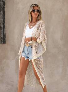 Swim Vcay Kimono con estampado floral de manga murciélago - Multicolor - Ver 4