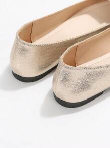 atractivo dorado Zapatillas planas para de color metálico de punta Bailarinas - Dorado - Ver 6