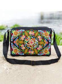 Floral Graphic Crossbody Bag Canvas Fashion Style School Bag For Graduate, Teen Girls, Freshman, Sophomore, Junior & Senior In College, University & High School, Perfect For Outdoors ,Travel & Back To School - Multicolor - View 5