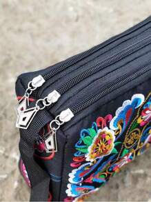 Floral Graphic Crossbody Bag Canvas Fashion Style School Bag For Graduate, Teen Girls, Freshman, Sophomore, Junior & Senior In College, University & High School, Perfect For Outdoors ,Travel & Back To School - Multicolor - View 7