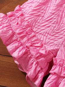 小女童前蝴蝶結荷葉邊襯衫和短褲套裝 - 玫紅色 - 查看 6