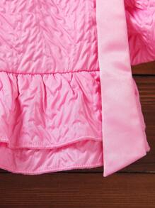 小女童前蝴蝶結荷葉邊襯衫和短褲套裝 - 玫紅色 - 查看 7