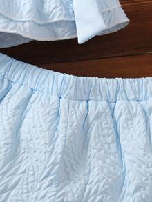 Toddler Girls Bow Front Ruffle Hem Top & Shorts Set - Baby Blue - View 8