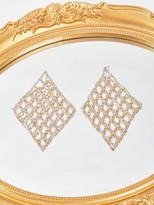 SHEIN SXY 水鑽裝飾耳墜 - 金色 - 查看 6