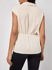 SHEIN Clasi Twist Front Blouse - Apricot - View 2