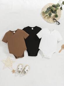 SHEIN Body tricot cu nervuri, 3 buc pentru bebelusi