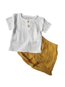 Baby Boy Summer Short Sleeve T-Shirt And Shorts Casual Outfit - Multicolor - View 3