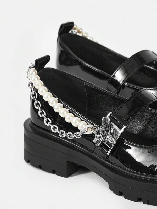 SHEIN MOD Mujer Zapatos mary jane con cadena & con diseño de perla