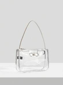 SHEIN SXY Bow Decor Square Bag Small Clear - Clear - View 1