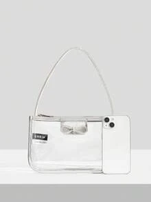 SHEIN SXY Bow Decor Square Bag Small Clear - Clear - View 4