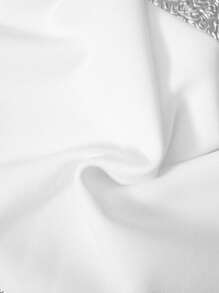 SHEIN 男孩字母基本款彈性袖口運動裝長褲帶字母圖案適合夏天和秋天 - 白色 - 查看 3